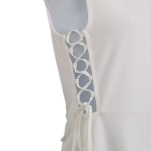 Forever 21 White Fit And Flare Skater Dress w/ Lace Up Sides Size Medium.